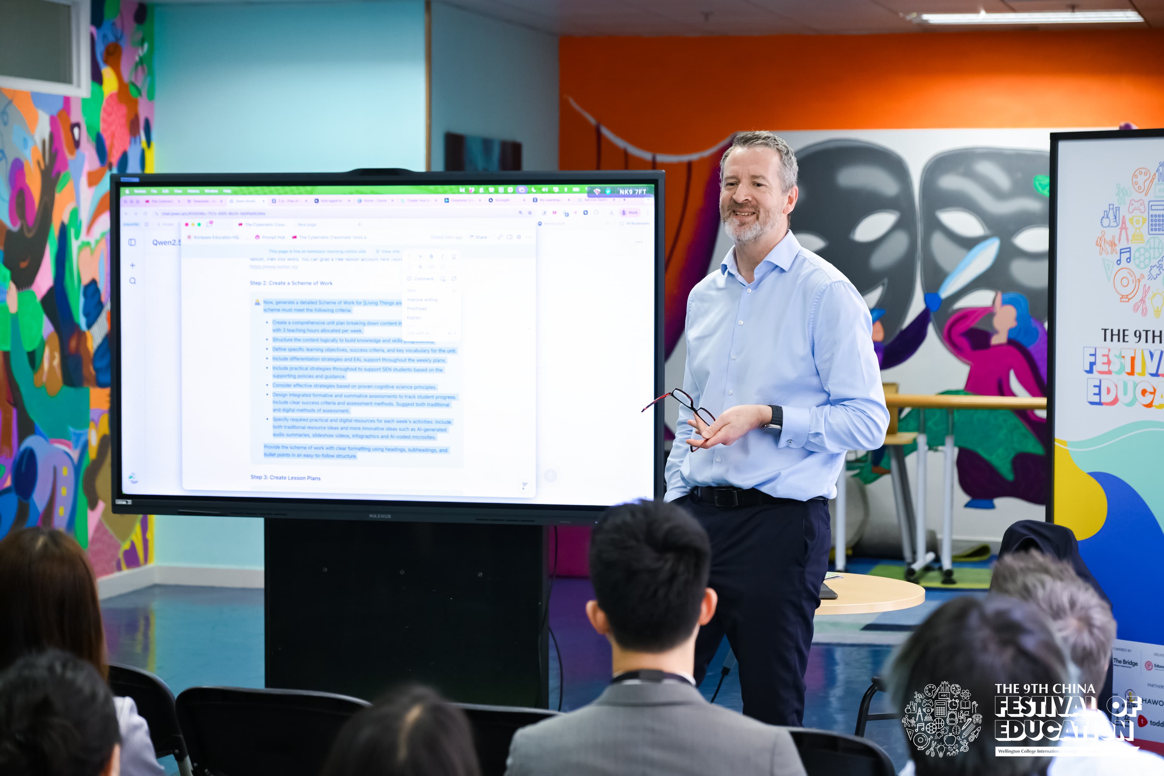 Darren Coxon delivering a keynote on AI in education at GESS Dubai